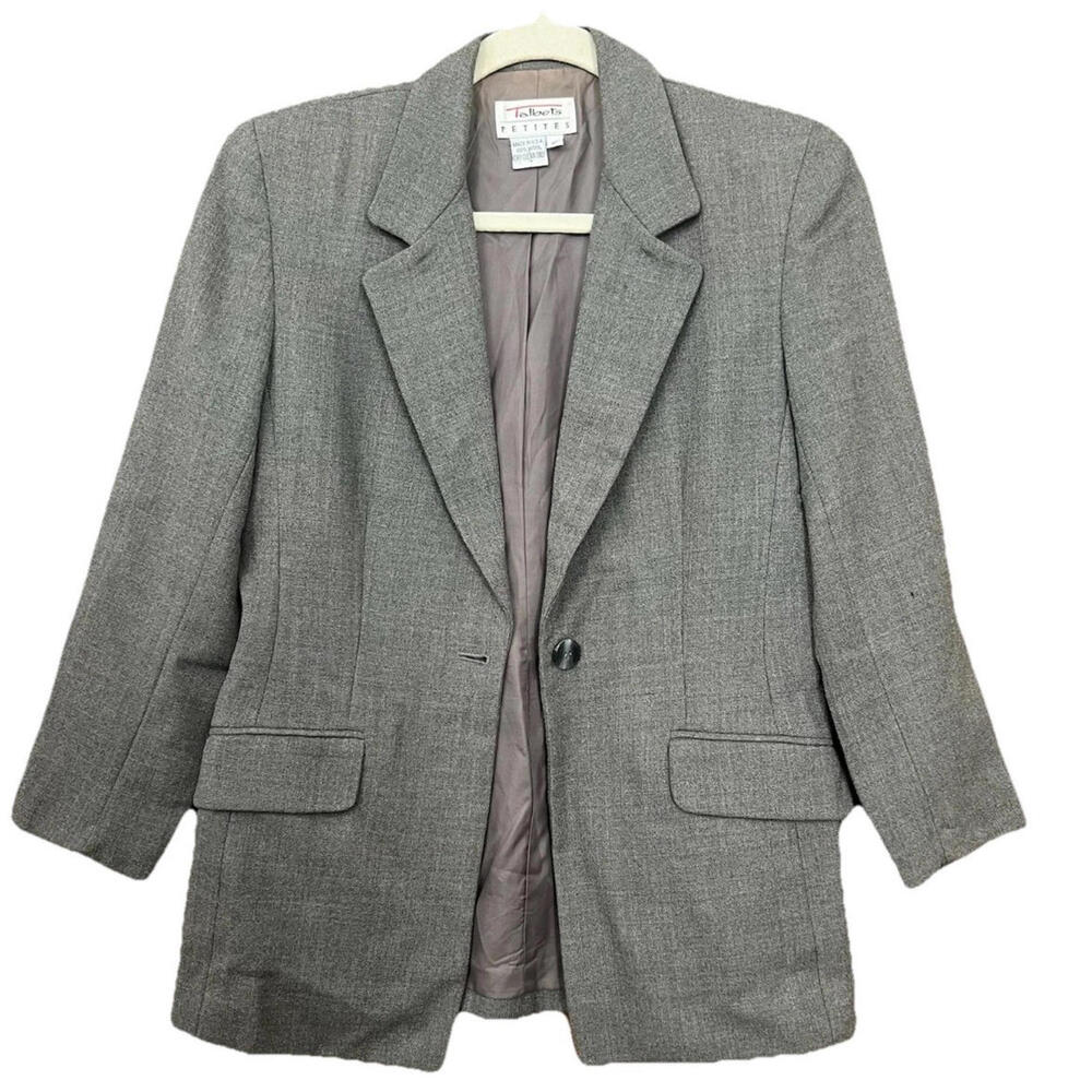 Talbots Petites Women’s 100% Wool Blazer Jacket Size 2 Gray